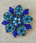 Blue and Turquoise Floral Brooch 