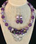 Purple Memory Wire Necklace Set with magnetic clasp 