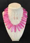 Hot Pink Quartz Crystal Necklace 