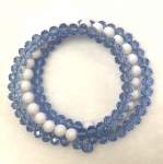 Baby Blue and White Memory Wire Bracelet 