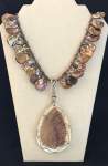 Brown Shell Necklace with Wire Wrapped Shell Pendant 