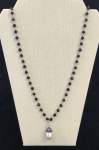 Black Crystal Chain Necklace with Pearl Pendant