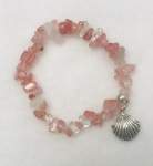 Pink Chip Elasticized Bracelet with Shell Charm 