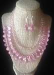 Double Strand Pink Crystal Necklace 
