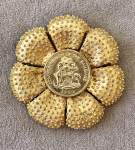 Gold Plated Bahamian Coin Floral Brooch 